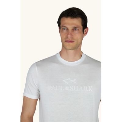 2. Paul&Shark Men's T-shirt made of cotton and lyocell, light ecru (26411007-108) - classic comfort