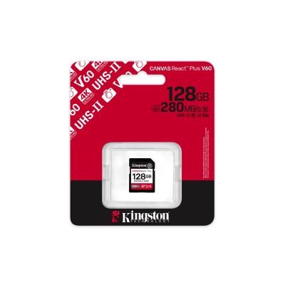 8. KINGSTON microSDXC Canvas 128GB React Plus UHS-II 280R/100W U3 V60 for Full HD/4K