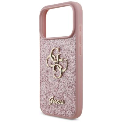 6. Guess Fixed Glitter Big 4G Case for iPhone 17 Pro / 18 Pro - Pink