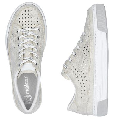 3. Women's comfortable, soft, beige openwork shoes Rieker L8849-60