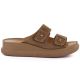 2. Women's brown leather wedge sandals Vinceza 66916