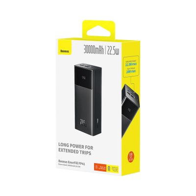 4. Baseus EnerFill FP41 30000mAh 22.5W Power Bank with Baseus Simple USB-A - USB-C 3A 30cm Cable - Black