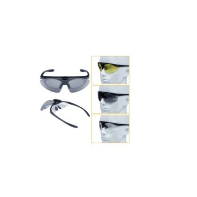 2. Wosport Black Shooting Glasses - 3 Interchangeable Lenses, Strap
