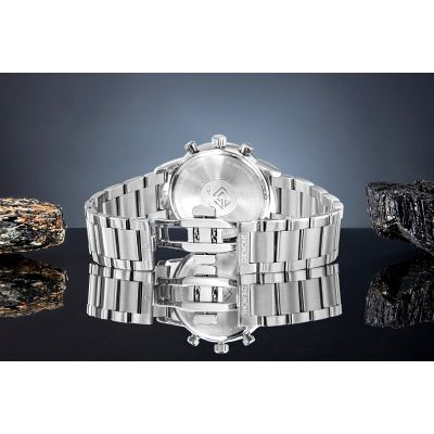 7. Men's Watch Giewont Chronograph Sapphire Silver Black GW8510-B1