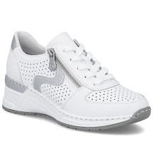 Women's leather wedge sneakers white Rieker N4340-80