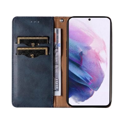 12. Magnet Strap Case Case for Samsung Galaxy S22 + (S22 Plus) Pouch Wallet + Mini Lanyard Pendant Blue