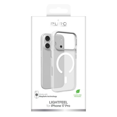 2. Puro Lightfeel iPhone 17 Pro Case Compatible with MagSafe - Transparent and White