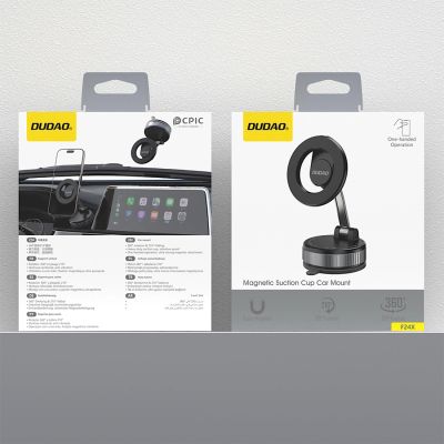 8. Dudao F24X MagSafe Compatible Car Holder with Suction Cup - Black