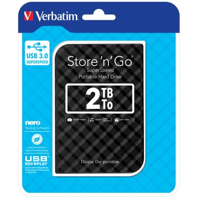 11. Verbatim Store 'n' Go USB 3.0 Portable Hard Drive 2TB - Black