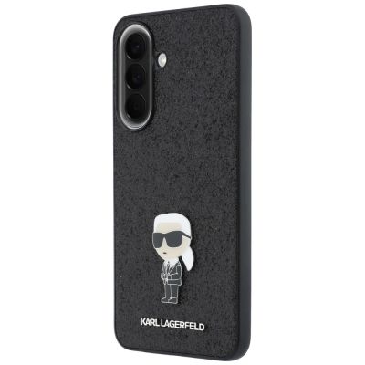 2. Karl Lagerfeld Fixed Glitter Ikonik Logo Metal Pin Case for Samsung Galaxy A57 5G - Black