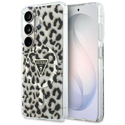 Guess IML Leopard Print Triangle MagSafe Case for Samsung Galaxy S26 - Black