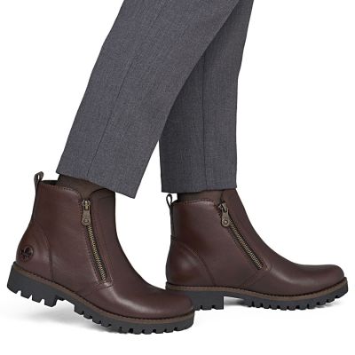 6. Women's brown leather ankle boots with zipper Rieker 78556-28