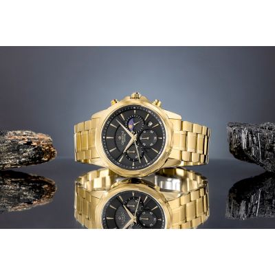 5. Men's Watch Giewont Chronograph Sapphire Gold Black GW9460-B4