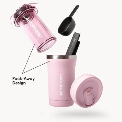 5. Go Plus Coffee Maker with Pink AeroPress Thermal Mug