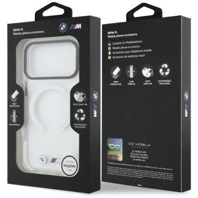 8. BMW M IML Shockproof Metal Logos MagSafe Case for iPhone 17 Pro Max - Transparent