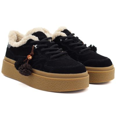 8. Black Kobbo 79665 leather insulated platform shoes