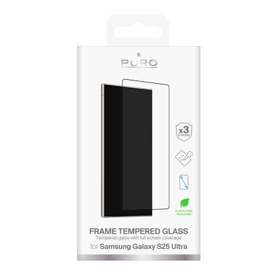 2. Puro Frame Tempered Glass with Black Frame for Samsung Galaxy S25 Ultra