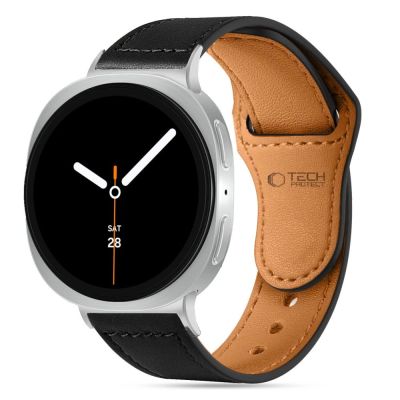 3. Tech-Protect Leatherfit Strap for Samsung Galaxy Watch 40/44/46 mm - Black