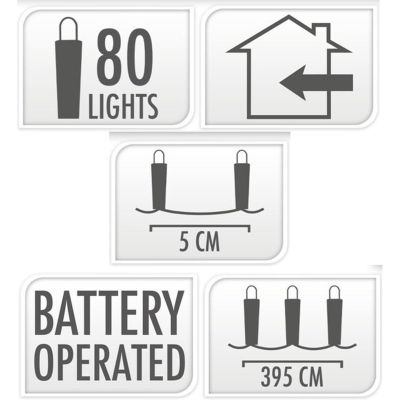 13. BATTERY-OPERATED WIRE LAMPS GARLAND 80 LED COOL WHITE