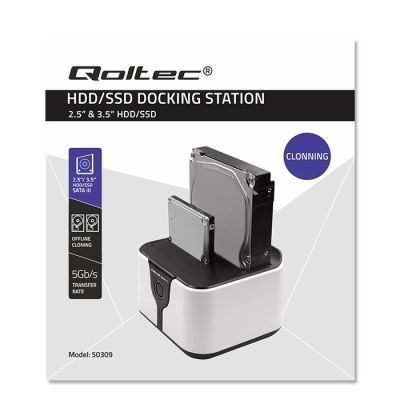 8. QOLTEC DOCKING STATION FOR 2.5" 3.5" HDD/SSD DRIVES | SATA III | USB 3.0 | SUPER SPEED 5GB/S | WITH OFFLINE CLONING FUNCTION