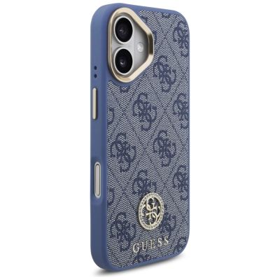 4. Guess 4G Strass Logo & Big Strap Metal Buttons MagSafe Case for iPhone 17 - Blue