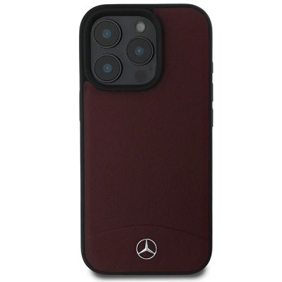 3. Mercedes Textured And Plain Leather MagSafe case for iPhone 16 Pro - red