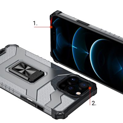 3. Crystal Ring Case Kickstand Tough Rugged Cover for iPhone 11 Pro blue