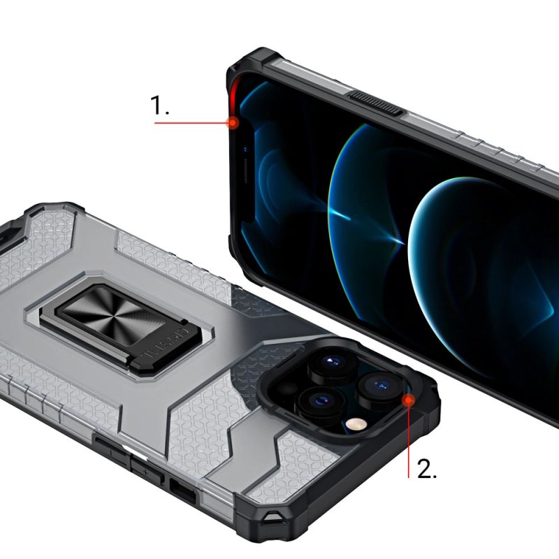 3. Crystal Ring Case Kickstand Tough Rugged Cover for iPhone 11 Pro blue