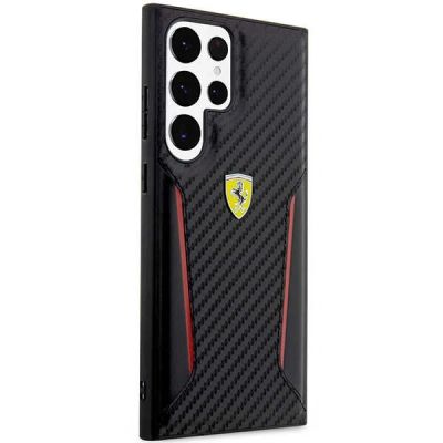 4. Ferrari Carbon Contrast Edges Case for Samsung Galaxy S23 Ultra - Black