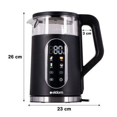 11. ELDOM CORDLESS KETTLE WITH TEMPERATURE REGULATION C560 NUVIA 2000W 1.7 L, LED DISPLAY, WATER TEMPERATURE REGULATION