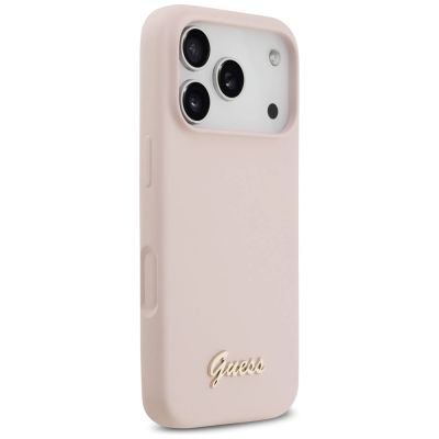 4. Guess Silicone Script Metal Logo MagSafe Case for iPhone 17 Pro - Pink