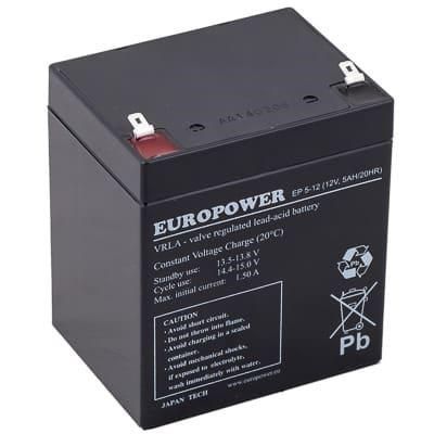 EUROPOWER EP series 12V 5Ah T1 AGM battery (Lifespan 6-9 years)