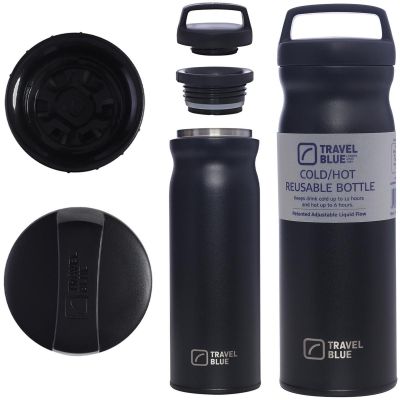 TRAVEL BLUE BLACK THERMAL BOTTLE