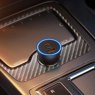 11. Baseus Golden Contactor Pro car charger USB-A + 2x USB-C 65W dark gray (CGJP010013)