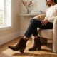6. Women's leather ankle boots, insulated, brown cowboy boots, Big Star SS274473