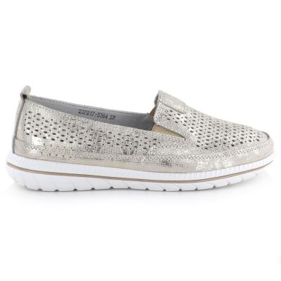 2. Women's leather openwork shoes in gold Jezzi 5364