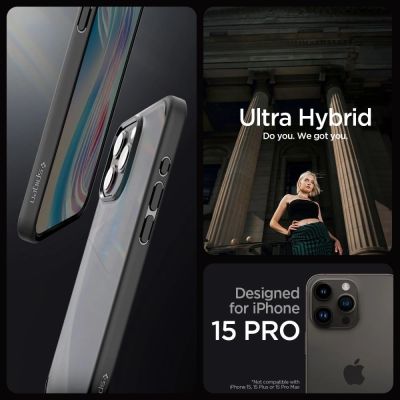 12. Spigen Ultra Hybrid iPhone 15 Pro Case - Clear Black