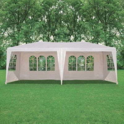 28. GARDEN PAVILION CATERING TENT PE 6x3M + 6 WALLS WHITE