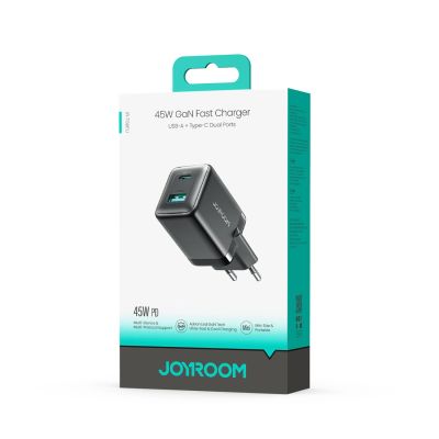 7. Joyroom JR-TG8 GaN 45W USB-C + USB-A Wall Charger - Black