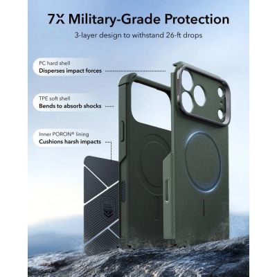 3. ESR Cyber ​​Tough Kickstand MagSafe Case for iPhone 18 Pro / 17 Pro - Green