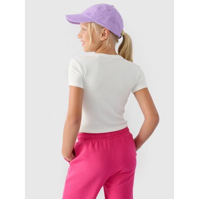 2. Girls' plain T-shirt 4F 4FJRSS24TTSHF2053-11S