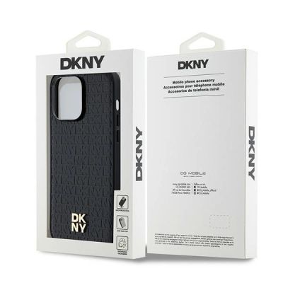 8. DKNY Leather Pattern Metal Logo MagSafe case for iPhone 13 Pro Max - black