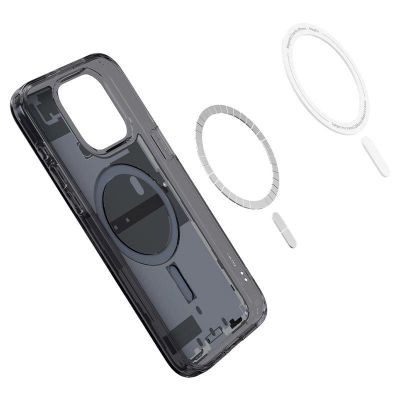 7. Spigen Ultra Hybrid Mag Case with MagSafe for iPhone 15 Pro - Dark Gray (Zero One Pattern)