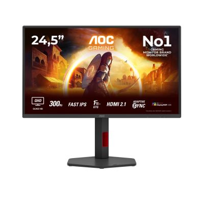 5. AOC Q25G4SR Monitor, 24.5 inches, IPS, QHD connector, 16:9, 300 Hz, 1 ms, 2560 x 1440 pixels, 400 cd/m2, HDMI ports: 2, Black