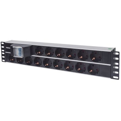 5. Intellinet 19" Rackmount Power Strip 2U, 15 Schuko Sockets, Double Switch, 3m Cable