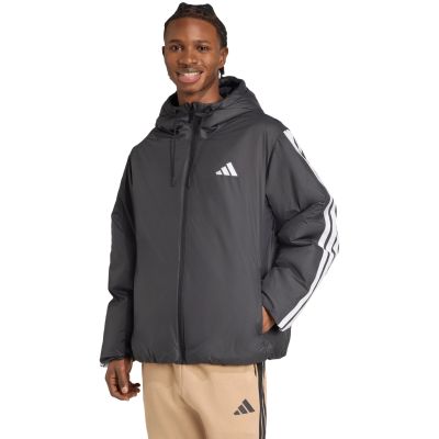 7. Men's adidas Essentials Climawarm 3-Stripes Insulated Hooded Jacket Black JM4042