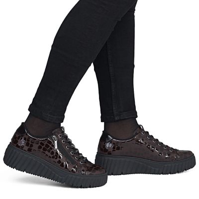 12. Women's patent leather sneakers crocodile brown Rieker N2555-25