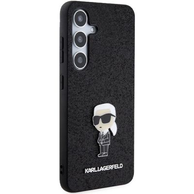 4. Karl Lagerfeld Fixed Glitter Ikonik Logo Metal Pin case for Samsung Galaxy S24+ - black