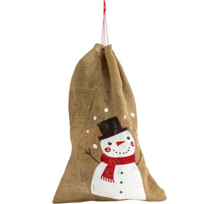 8. JUTE GIFT BAG 70X50CM SNOWMAN