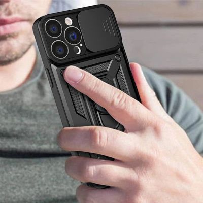 4. Hybrid Armor Camshield case for iPhone 14 Plus armored case with camera cover pink